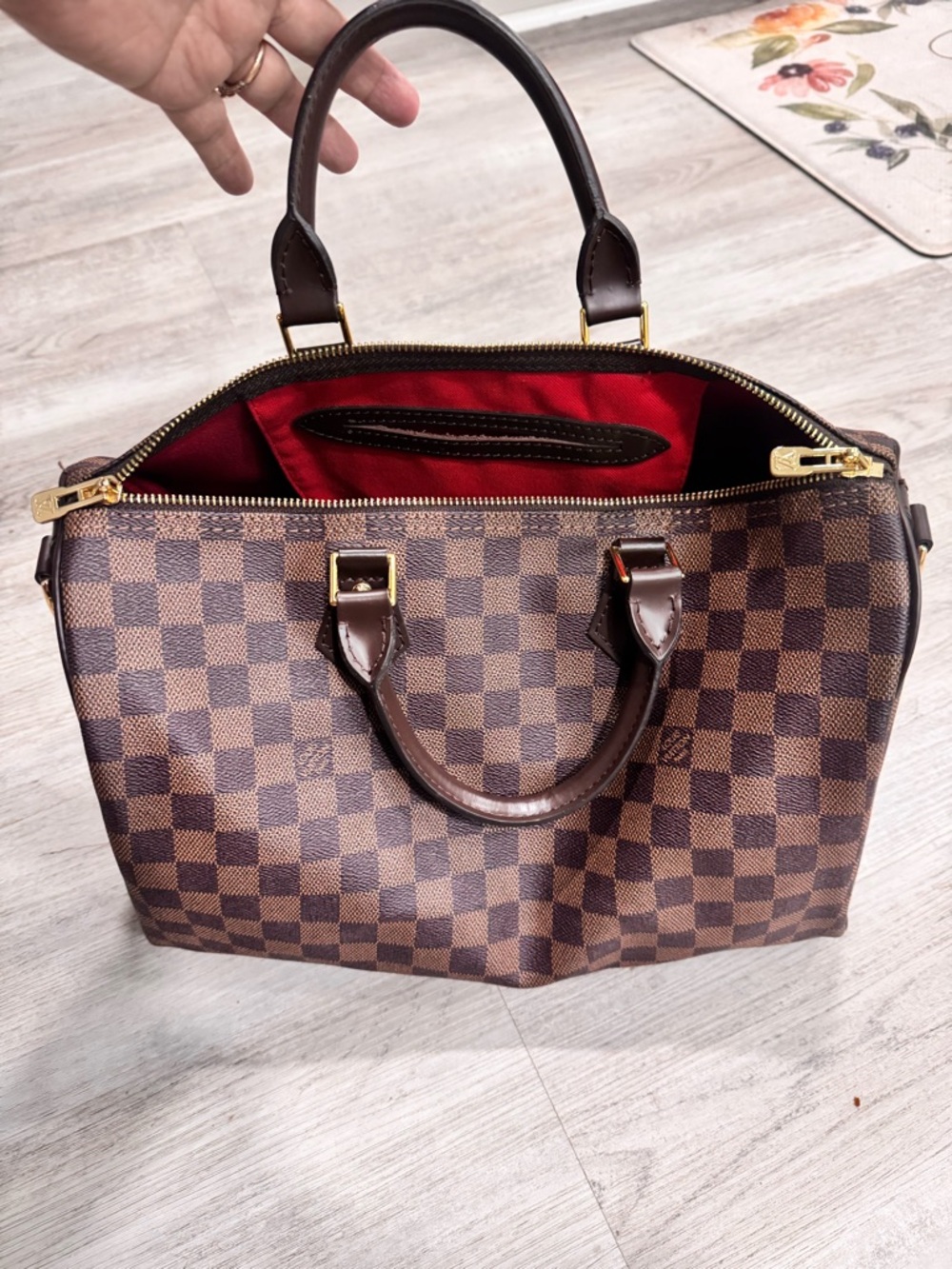 Bag Brown Satchel with Red Interior and Gold Hardware